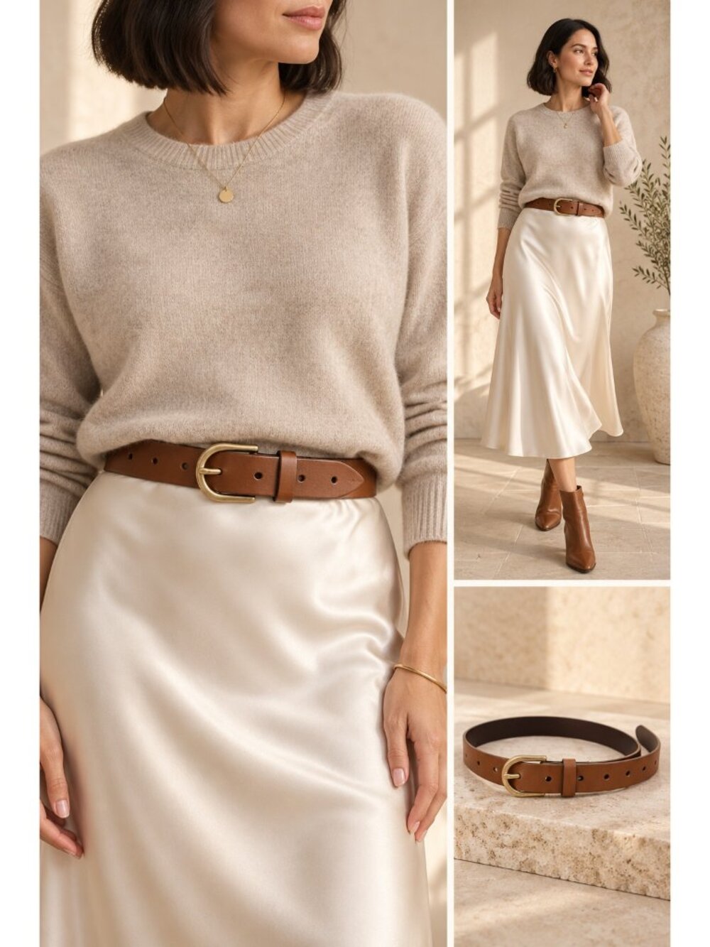 J.Crew Italian Bonded Leather Brown Belt XS/S Gold Buckle Classic AH686